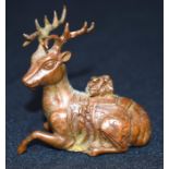 A Small bronze Japanese deer 13 cm