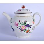 Worcester teapot and cover painted with flowers. 19.5cm wide.