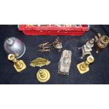 Miscellaneous group of Brass, Pewter candle sticks etc