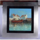 British School (20th Century) Nelson, Oil on canvas, Boats in the port. Image 45 cm square.