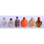 A 19TH CENTURY CHINESE CARVED WHITE YELLOW SNUFF BOTTLE Qing, together with five others. (6)