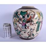 A LARGE 19TH CENTURY CHINESE CRACKLED GLAZED FAMILLE VERTE GINGER JAR Late Qing. 25 cm x 15 cm.