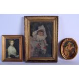 English School (19th Century) Oil on board, together with two other pictures. Largest image 25 cm x