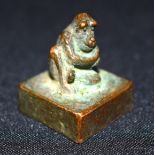 A small Chinese bronze monkey seal 2 x 3cm