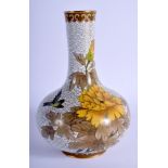 AN EARLY 20TH CENTURY CHINESE CLOISONNE ENAMEL VASE decorated with birds and flowers. 19 cm high.