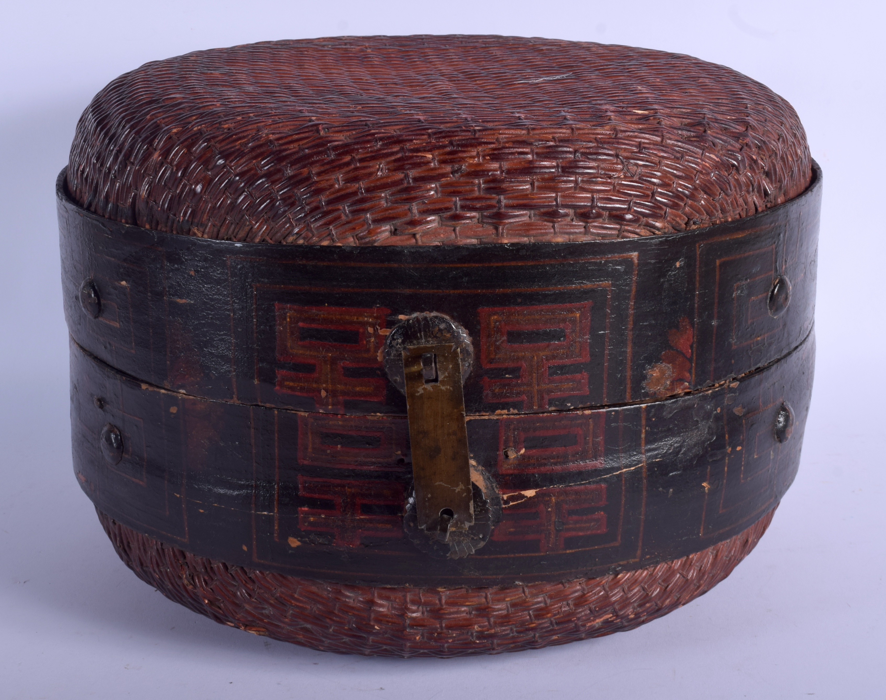 A 19TH CENTURY TIBETAN WOODEN BOX with iron fittings. 30 cm x 24 cm. - Image 2 of 3