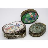 Three enamelled boxes largest 8.5cm