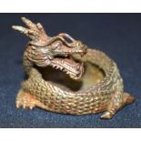 A small bronze Japanese dragon pot 6 cm