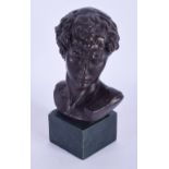 A CONTEMPORARY BRONZE BUST OF A MALE. Bronze 15 cm x 7 cm.