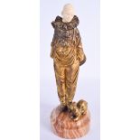 Georges Omerth (C1920) Cold painted bronze and ivory, clown & cat. Bronze 20 cm high.
