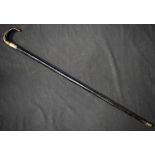 Horn handled wooden walking cane 92 cm