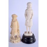 A VERY RARE 19TH CENTURY CHINESE CARVED IVORY FIGURE OF A WESTERNER together with a smaller ivory f
