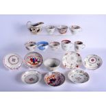New Hall style study collection: a cream jug pattern 524, a tea bowl and saucer with oriental figu