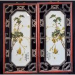 Pair of Chinese Republican porcelain panels 44.5 x 15.5cm