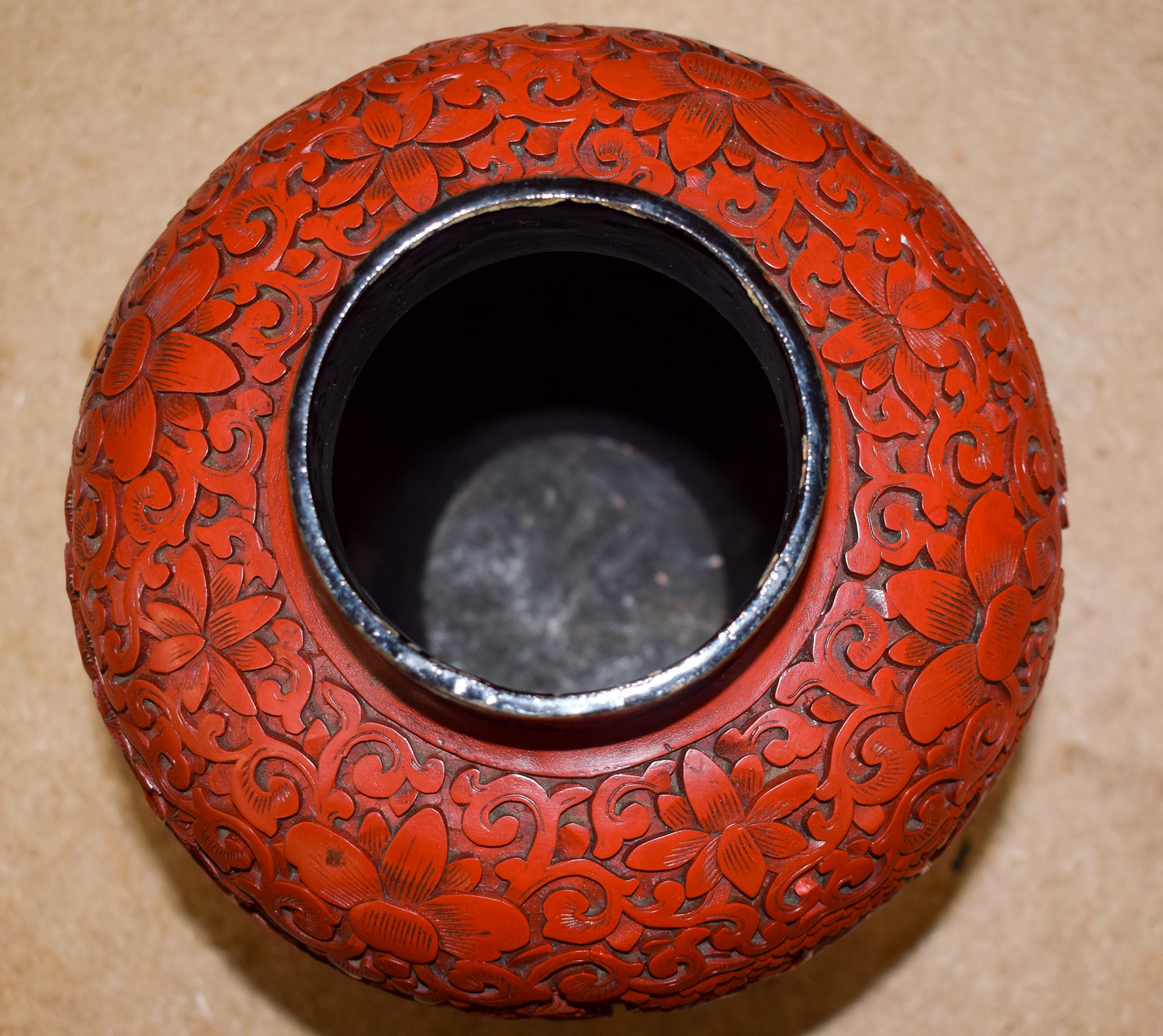 A RARE 19TH CENTURY CHINESE CARVED CINNABAR LACQUER VASE AND COVER Qing, upon a fitted stand. 37 cm - Image 8 of 20