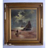 Scottish School (C1900) Fraser, Oil on canvas, coastal view. Image 42 cm x 35 cm.