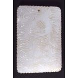 AN EARLY 20TH CENTURY CHINESE CARVED WHITE JADE PLAQUE Late Qing/Republic. 3.25 cm x 4.75 cm.