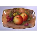 Royal Worcester pin tray painted with fruit by Albert Shuck, signed, date code for 1939. 10cm wide