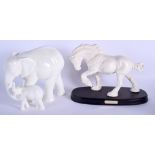 A LARGE ROYAL DOULTON MOTHERHOOD ELEPHANT FIGURE together with a similar figure Spirit of the Earth