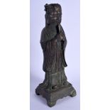 A CHINESE BRONZE FIGURE OF A SCHOLAR 20th Century. 26 cm high.