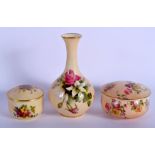 Royal Worcester blush ivory vase painted in raised white enamel with a lily date code for 1914 with