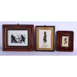 THREE ANTIQUE SILHOUETTES in various forms of sizes. Largest image 20 cm x 15 cm. (3)