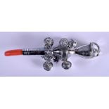 A SILVER BABIES RATTLE. 10.5 cm long.