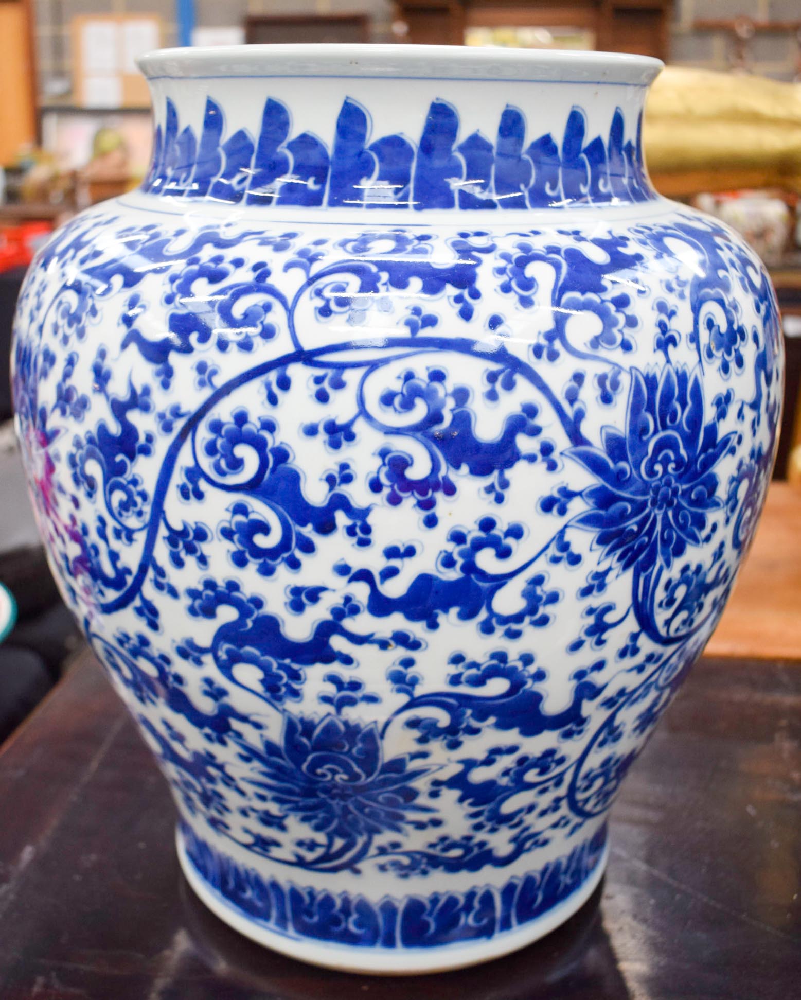 A LARGE PAIR OF CHINESE BLUE AND WHITE PORCELAIN BALUSTER VASES probably Mid Qing Dynasty, painted - Image 11 of 15