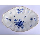 Worcester oval shaped dish painted with dry blue flowers. 24.5cm wide