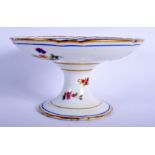 A 19TH CENTURY FRENCH SEVRES PORCELAIN COMPORT TAZZA painted with floral sprays. 12 cm x 20 cm.