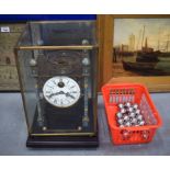 A LARGE CONTEMPORARY CLOISONNE ENAMEL ROLLING BALL CLOCK. Clock 30 cm x 18 cm.