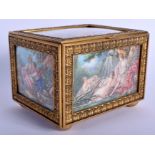 AN EARLY 20TH CENTURY EUROPEAN PAINTED IVORY GILDED CASKET C1910 painted with large panels of class
