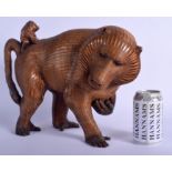 A LOVELY EARLY 20TH CENTURY CONTINENTAL WICKER FIGURE OF A BABOON modelled with a young upon its ba