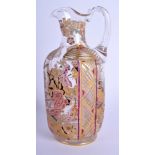 A VERY RARE 19TH CENTURY FRENCH AESTHETIC MOVEMENT GLASS JUG Attributed to Auguste Jean, painted wi