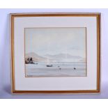 William A Bristow (20th Century) Watercolour, boats on the lake. Image 30 cm x 24 cm.