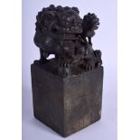 A CHINESE BRONZE BUDDHISTIC LION SEAL 20th Century. 21 cm high.