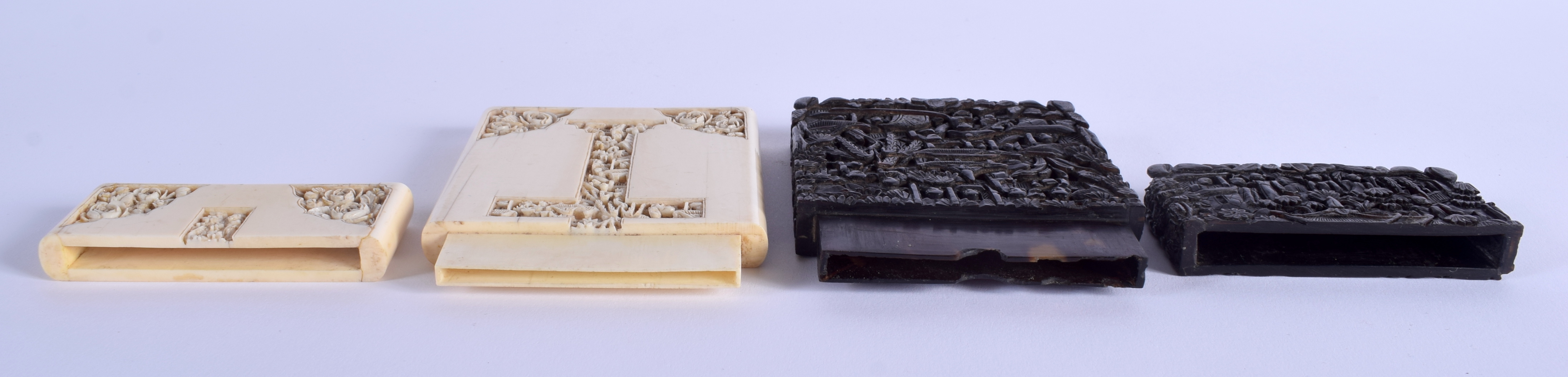 A 19TH CENTURY CHINESE CANTON TORTOISESHELL CARD CASE Qing, together with a rare Qing ivory case an - Image 3 of 4