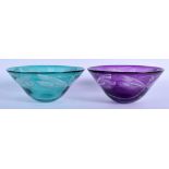 Julia Linstead, Pair of glass bowls, Dragonflies. 14.5 cm diameter.