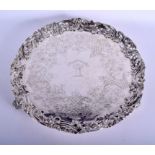 A FINE ANTIQUE ENGLISH SILVER SALVER. 911 grams. 26.5 cm wide.