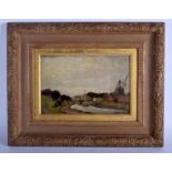 William Timmins (1872-1959) Scottish, Oil on canvas, river scene. Image 30 cm x 20 cm.