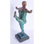 A LARGE CONTEMPORARY BRONZE FIGURE OF A DANCER. 35 cm high.