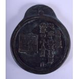 A KOREAN BRONZE HORSE MEDALLION. 10 cm x 11 cm.