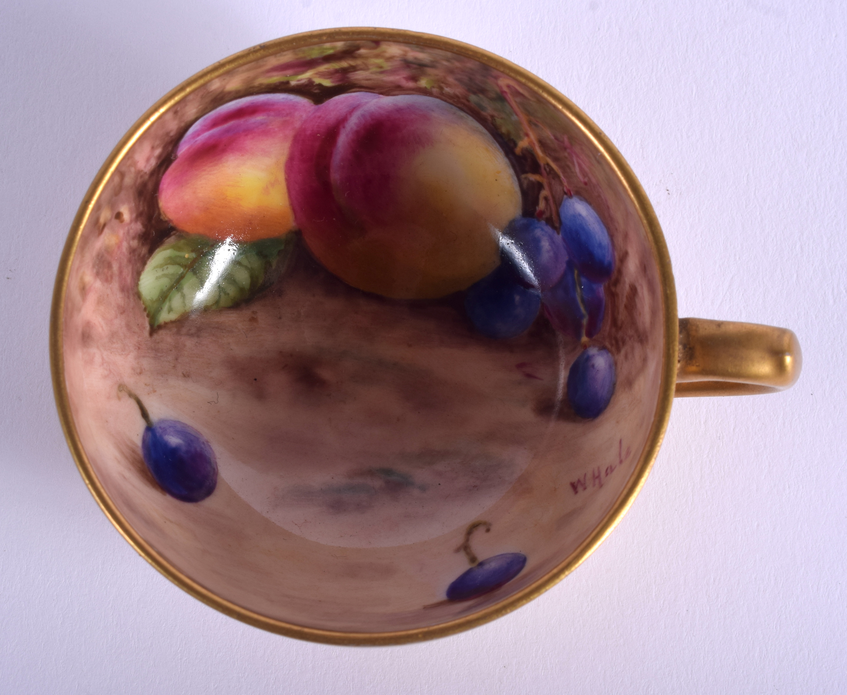 A ROYAL WORCESTER FRUIT PAINTED CUP AND SAUCER by Hale & Price. (2) - Bild 2 aus 5