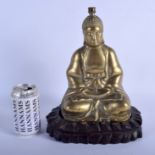 A LARGE 19TH CENTURY CHINESE BRONZE FIGURE OF A BUDDHA modelled with clasped hands. Bronze 25 cm x