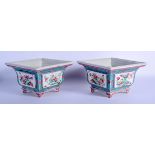 A LOVELY PAIR OF 19TH CENTURY CHINESE FAMILLE ROSE PORCELAIN PLANTERS Daoguang, painted with flower