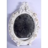 English porcelain mirror frame with easel stand encrusted with flowers. 38Cm high