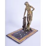 A CONTEMPORARY COLD PAINTED BRONZE NUDE FEMALE. 19 cm x 13 cm.
