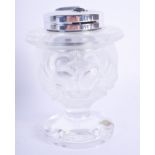 A FRENCH LALIQUE GLASS TABLE LIGHTER. 11 cm x 8 cm.