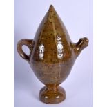 A 19TH CENTURY TURKISH MIDDLE EASTERN POTTERY FRUIT FORM EWER with drip glazed decoration. 23 cm hi
