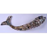 A LARGE 19TH CENTURY CONTINENTAL CARVED ABALONE SHELL ARTICULATED FISH. 42 cm wide.